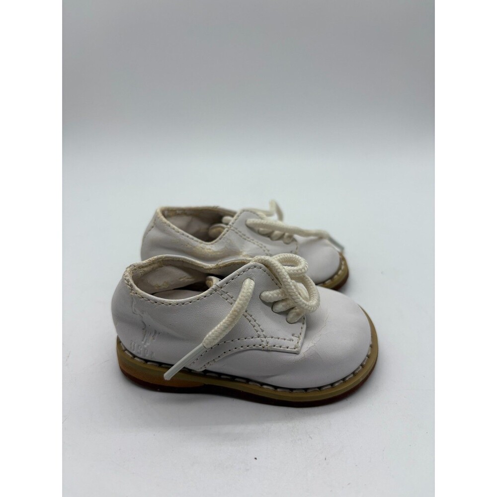 Vintage U.S. Polo Assn 0-3 Saddle Oxford Shoes White First Walkers Brown Soft